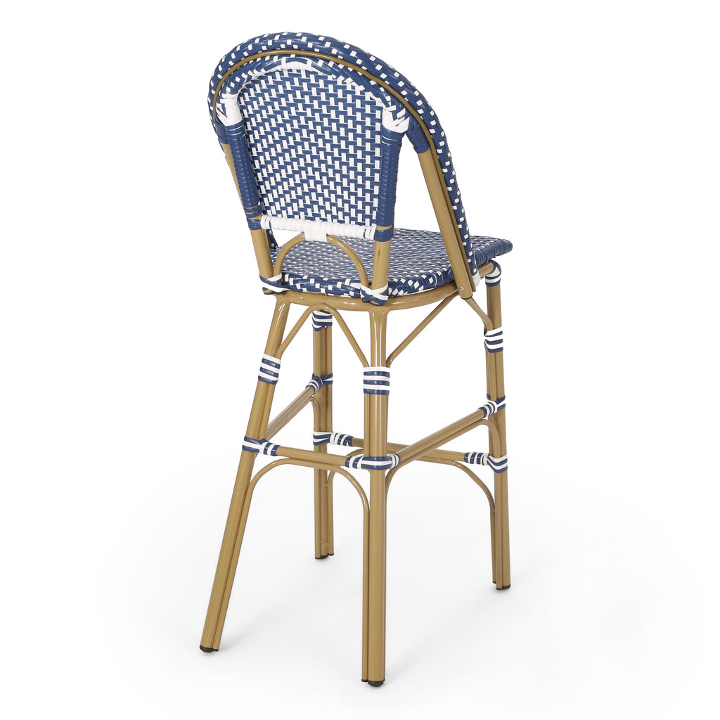 Set of 2 Teal Blue White Bar Stool with Aluminum M6817