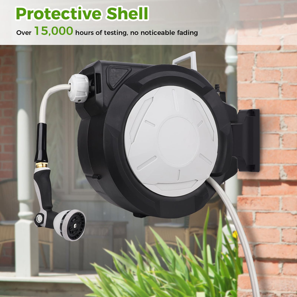 Retractable Garden Hose Reel 1/2 Inch x 100 ft Wall Mounted Q1740