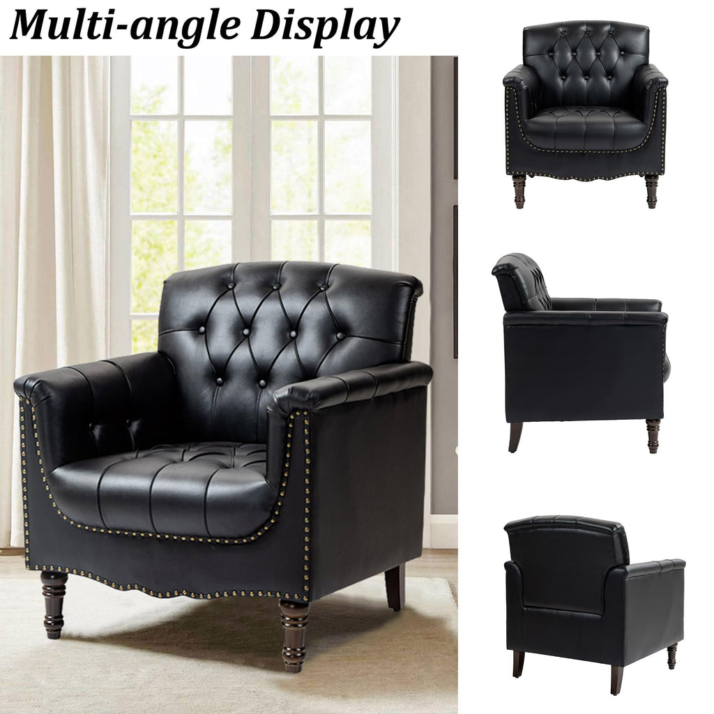 Black Faux Leather Accent Chairs Set of 2 Y1553