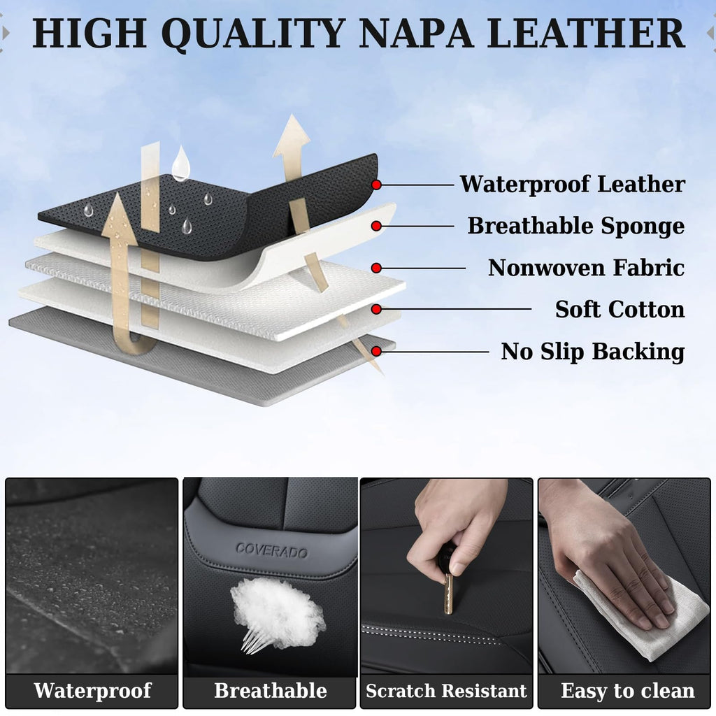 Black Full Set Waterproof Nappa Leather Car Seat Covers Z981