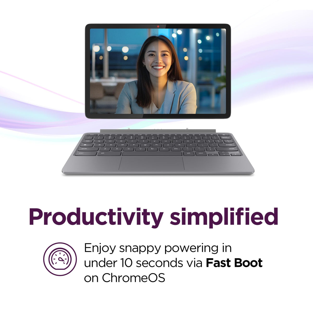 Convertible Laptop ChromeOS 10.95" WUXGA IPS Touch Display 4GB Memory 64GB Storage Luna Grey L2532