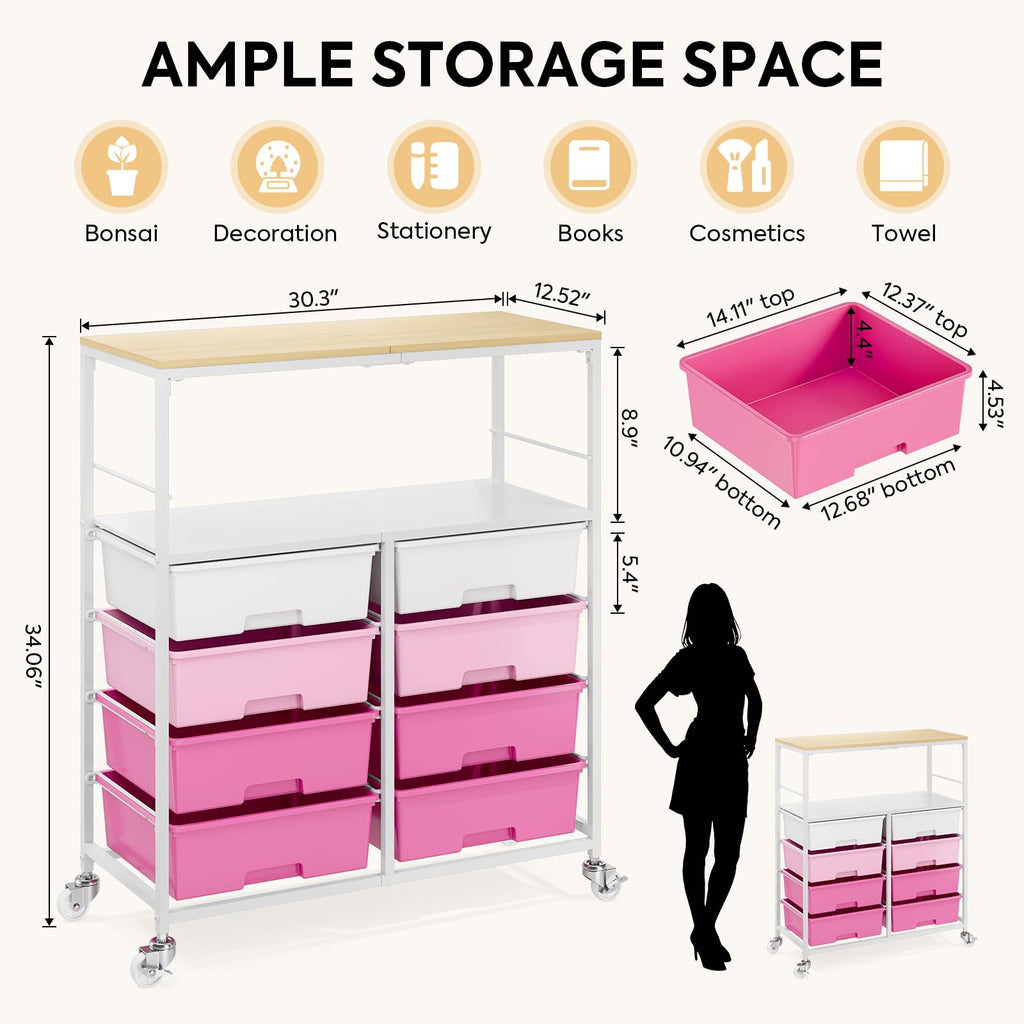 Rolling Storage Cart with 8 Drawers Y3520