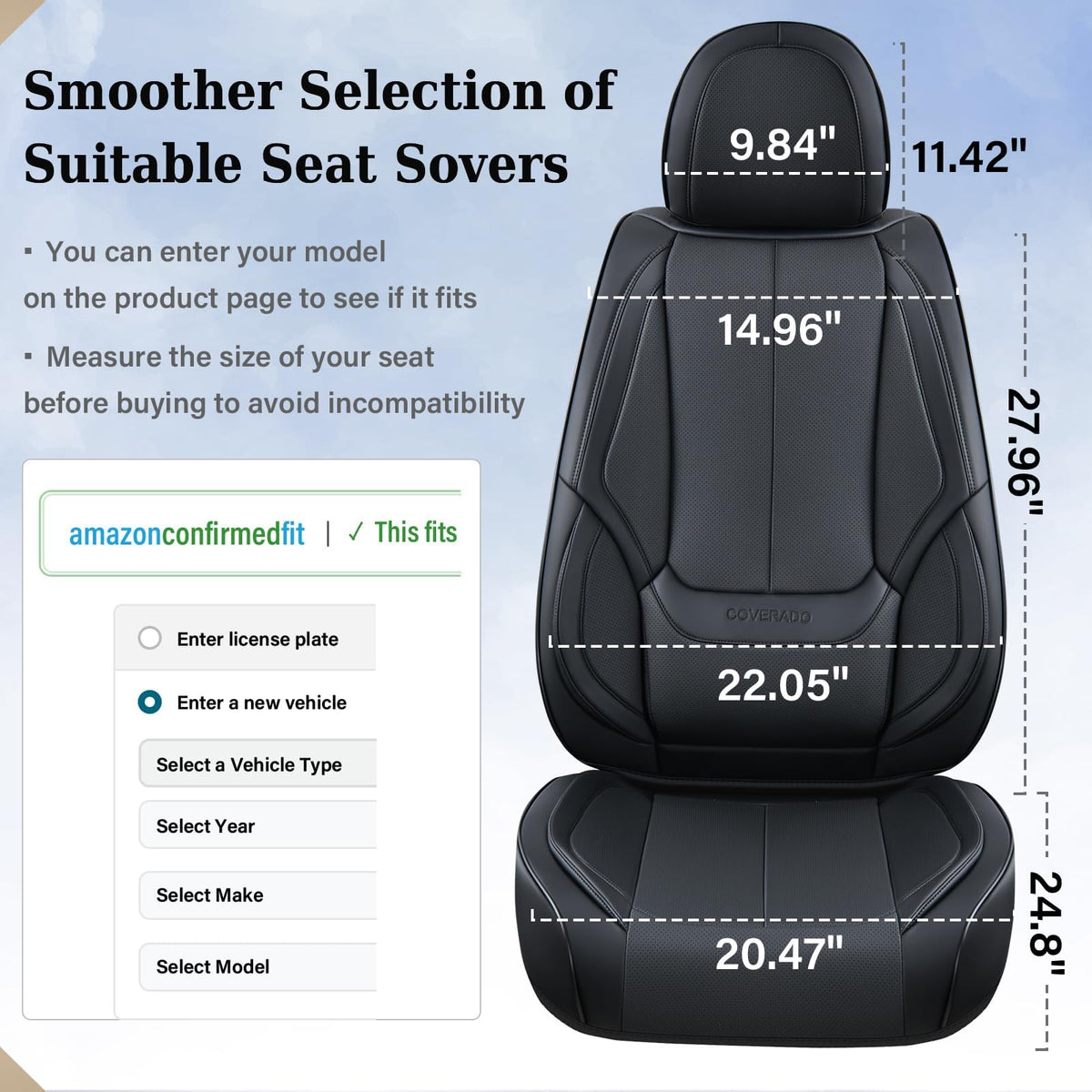 Black Full Set Waterproof Nappa Leather Car Seat Covers Z981