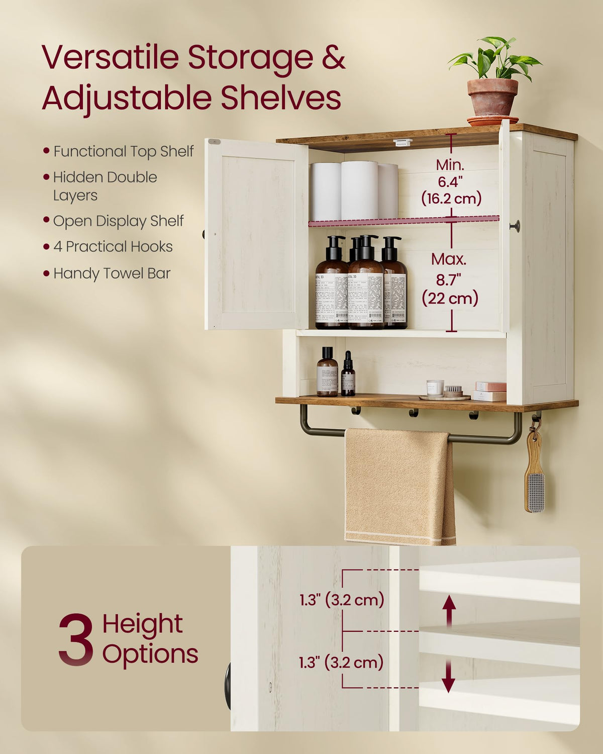 Wall-Mounted Bathroom Cabinet with Towel Bar Y2521