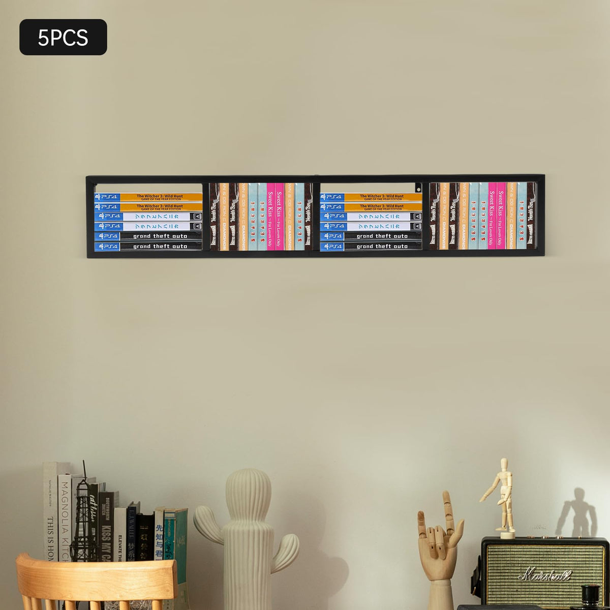 Black 5Pcs CD Racks B950988