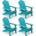 Folding Adirondack Chairs Set of 4 All-Weather Outdoor Chair with Cup Holder X830