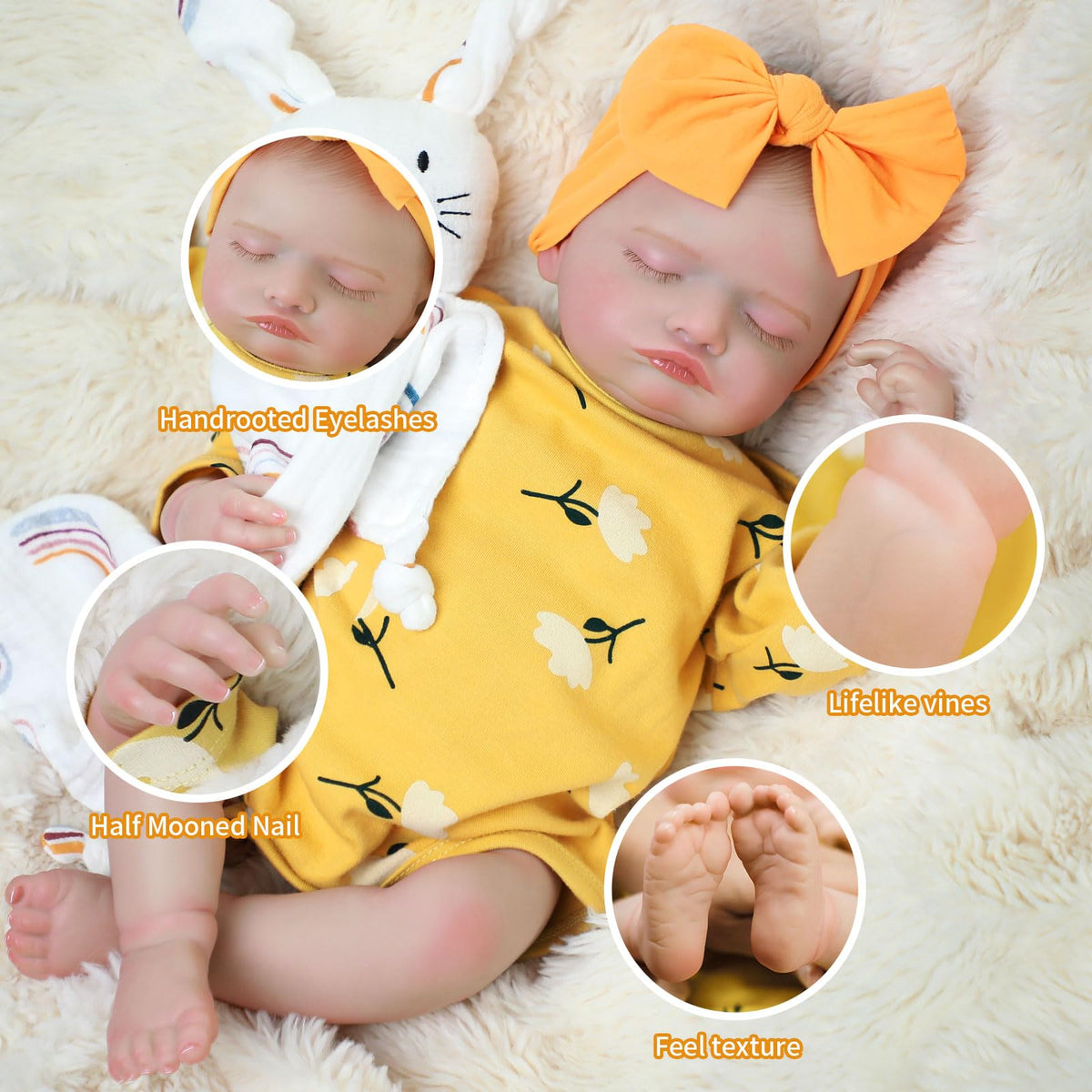 20 Inch Realistic Sleeping Newborn Baby Doll Full Vinyl Body C39869