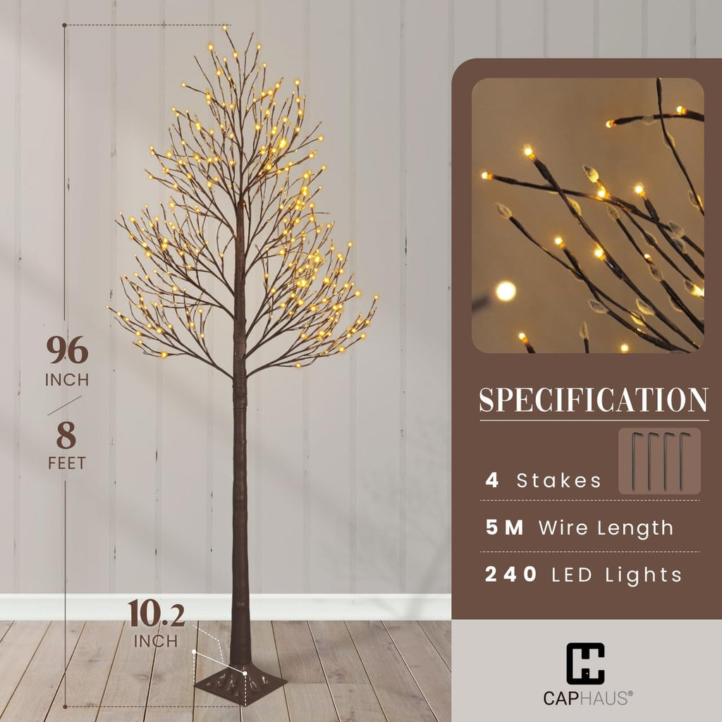 8FT Lighted Willow Twig Tree with 240 Warm White LED Lights A8367