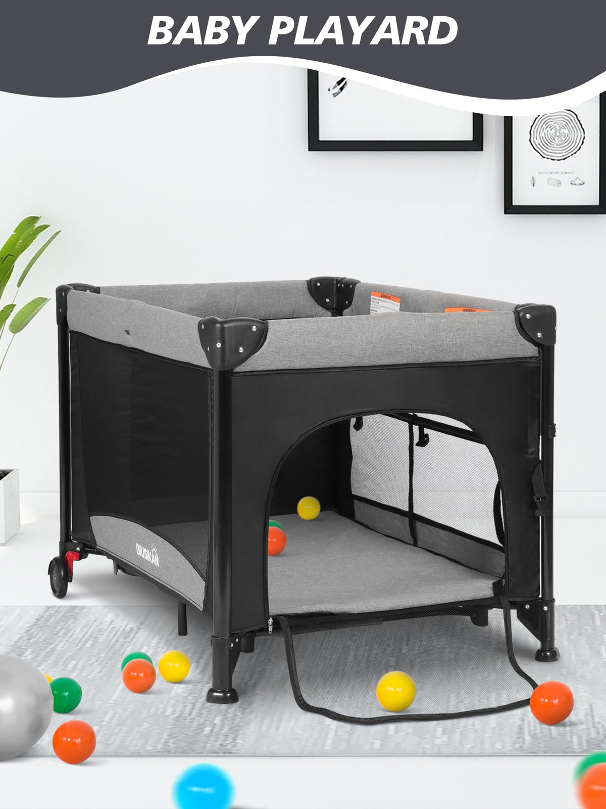 Baby Bassinet, Pack and Play with Bassinet, Bedside Sleeper with Diaper Changer K6198
