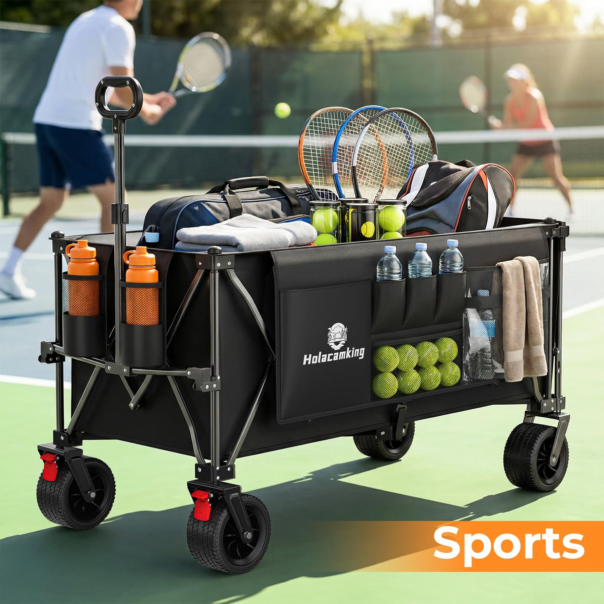 70”L Collapsible Wagon Cart with Big Wheels, Black D9413