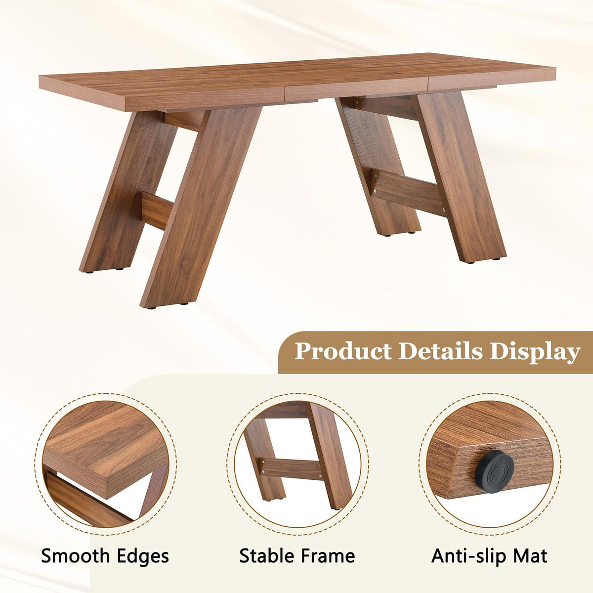 71" 7 Piece Wood Dining Table Set with 6 PU Leather Chairs J899652