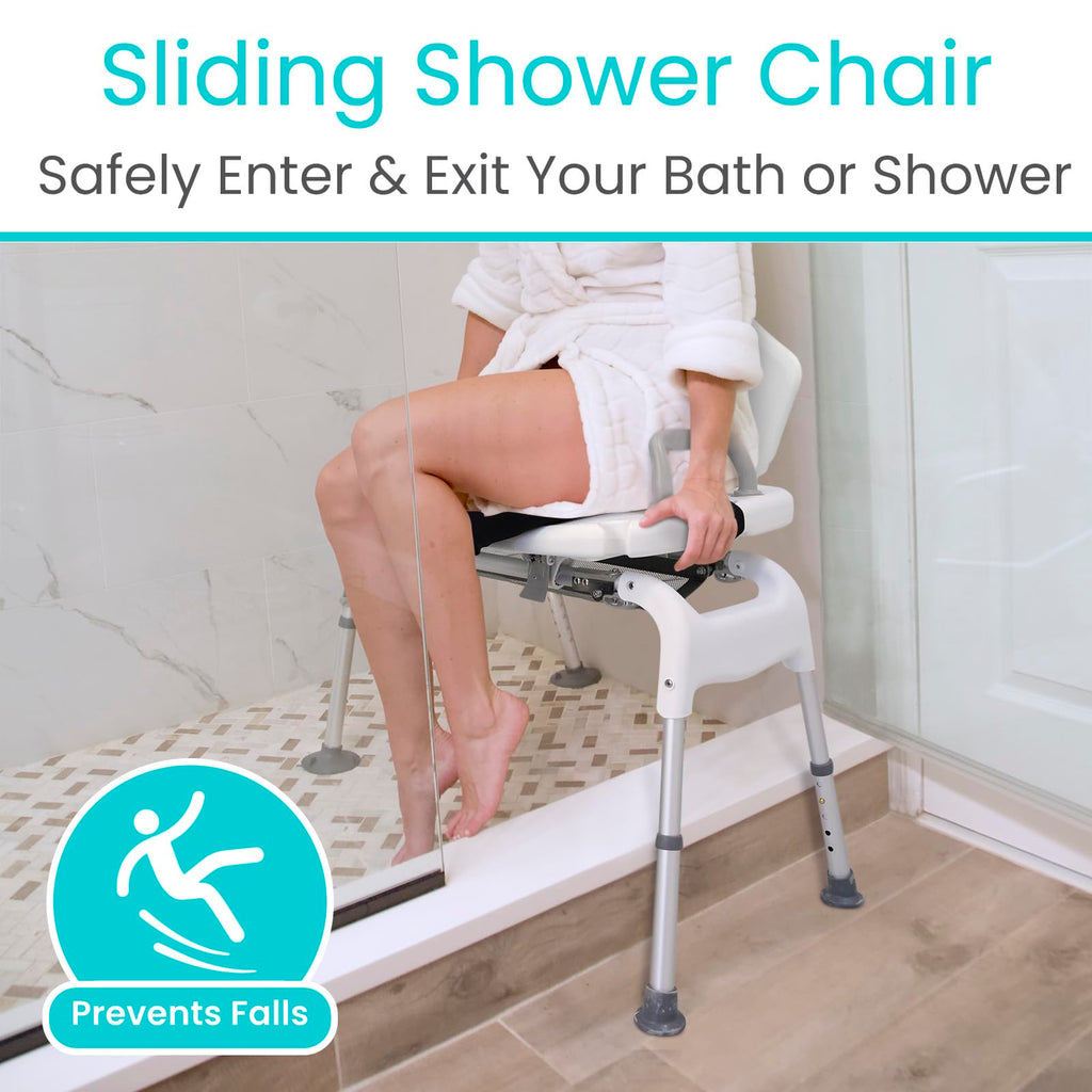 Sliding Shower Chair with Soap Tray and Safety Belt X982198