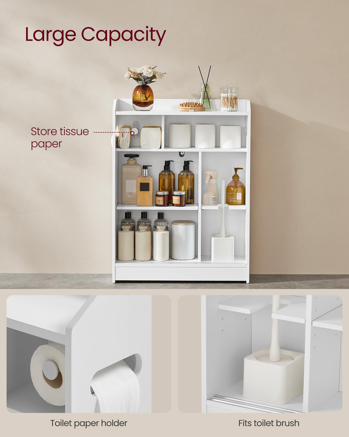 Slim Bathroom Storage Cabinet with Sliding Doors K879