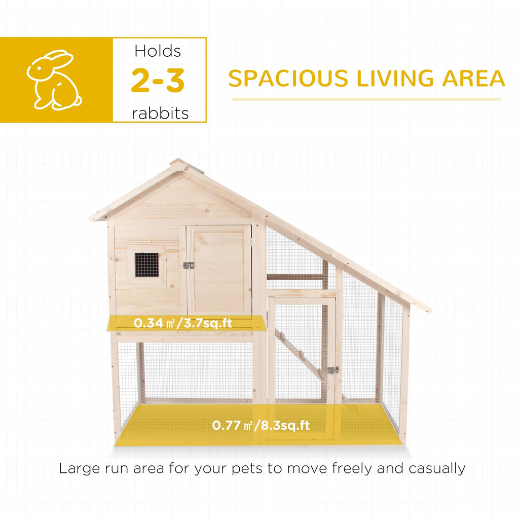55" 2-Tier Wooden Rabbit Hutch with Ramp G47108