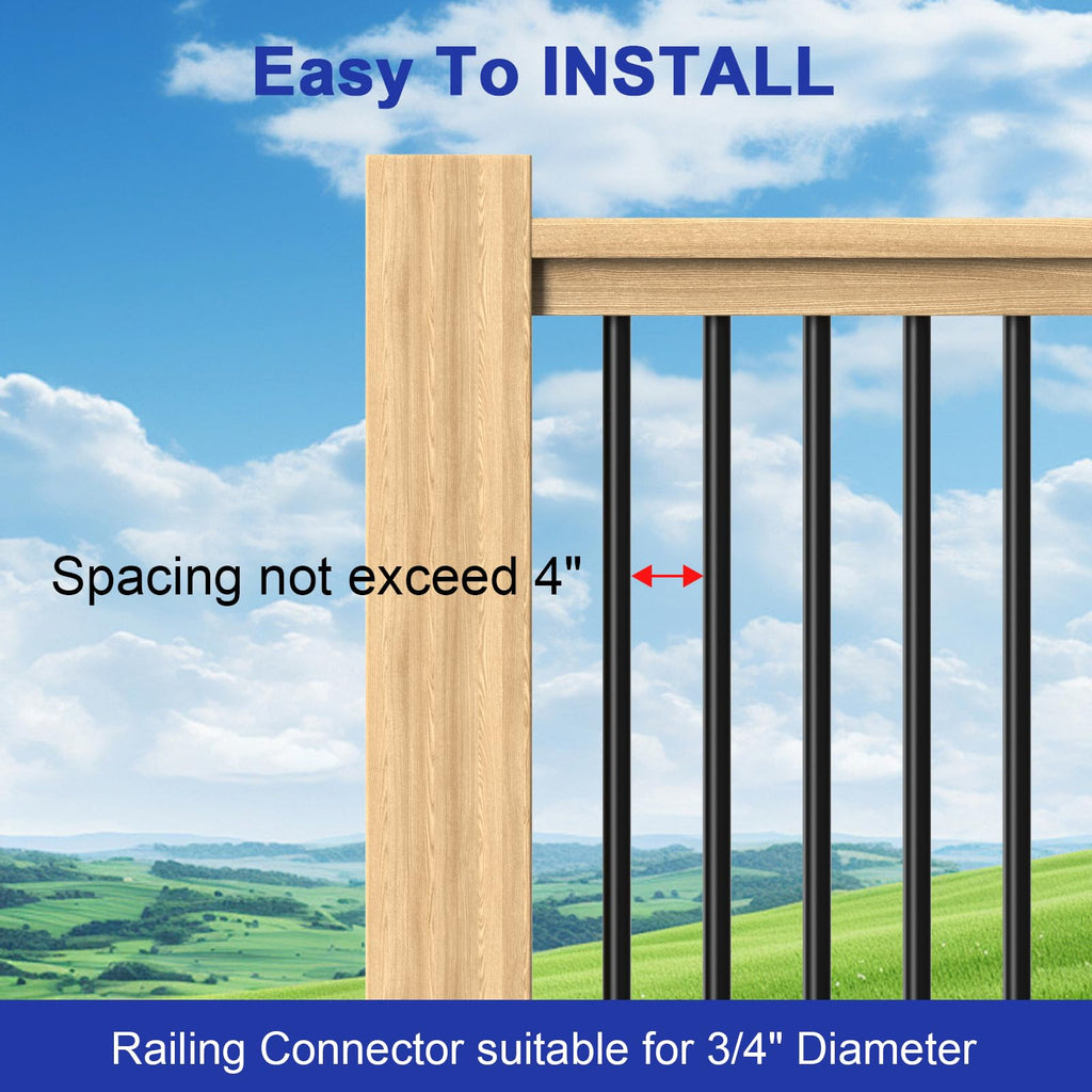 100 Pack 26" Round Black Aluminum Deck Balusters F159003