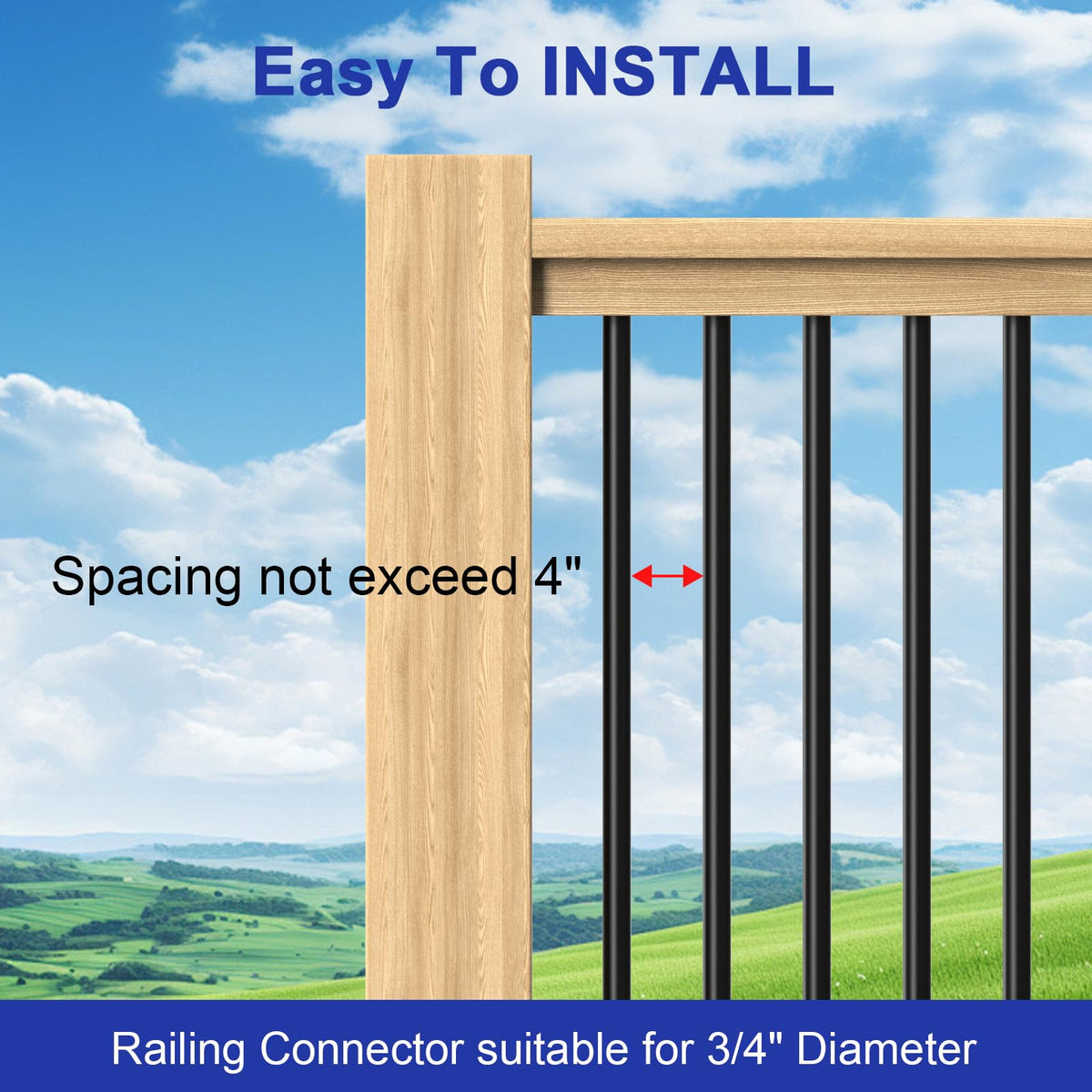 100 Pack 26" Round Black Aluminum Deck Balusters F159003