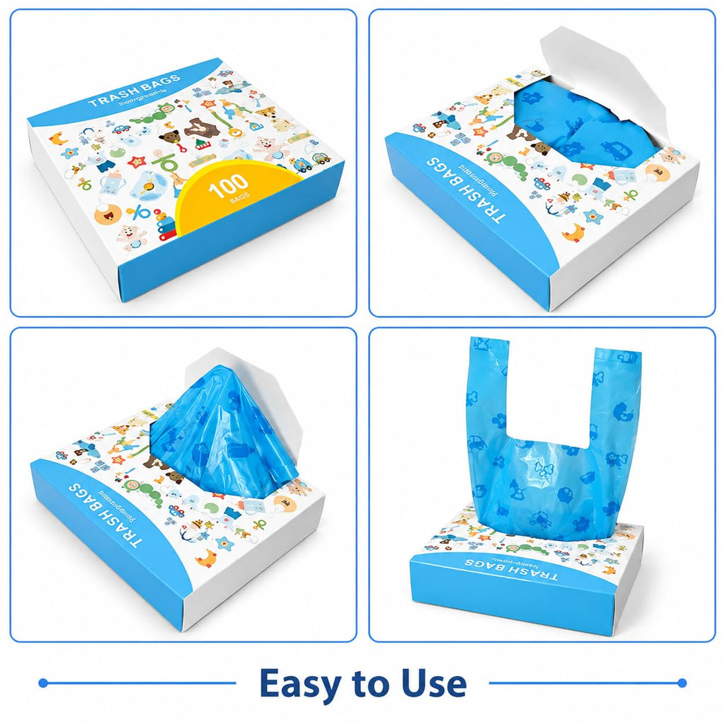 Cat Litter Poop Pick-Up Bags with Handles, Leak Proof, Unscented, 100 bags Y84591