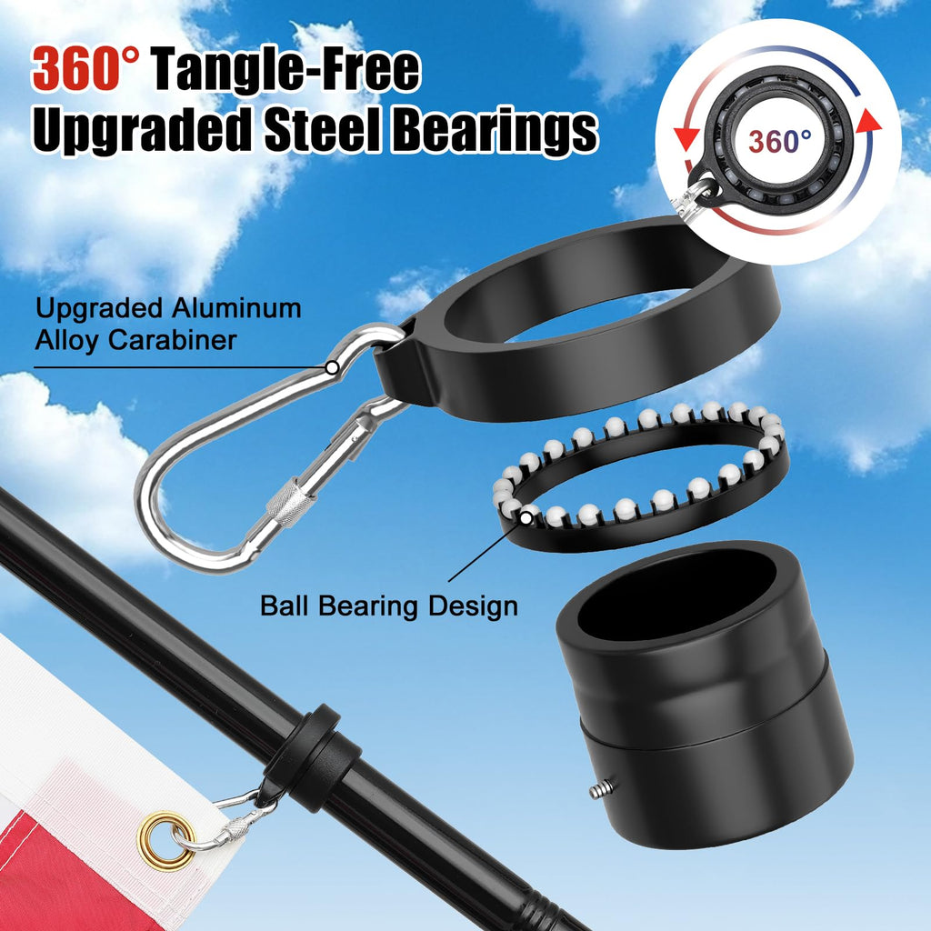 5ft Stainless Steel Flagpole with 3x5 Embroidered US Flag T9845
