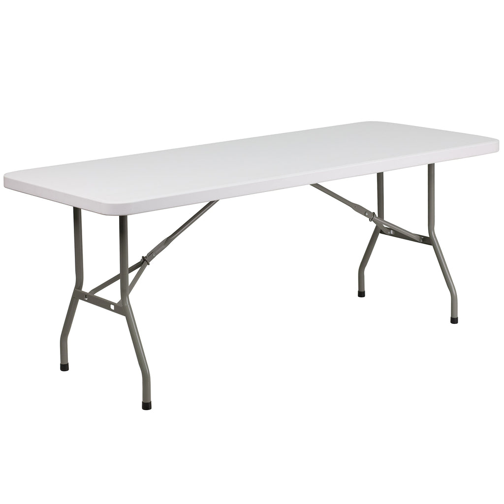 6-Foot Granite White Plastic Folding Table X613
