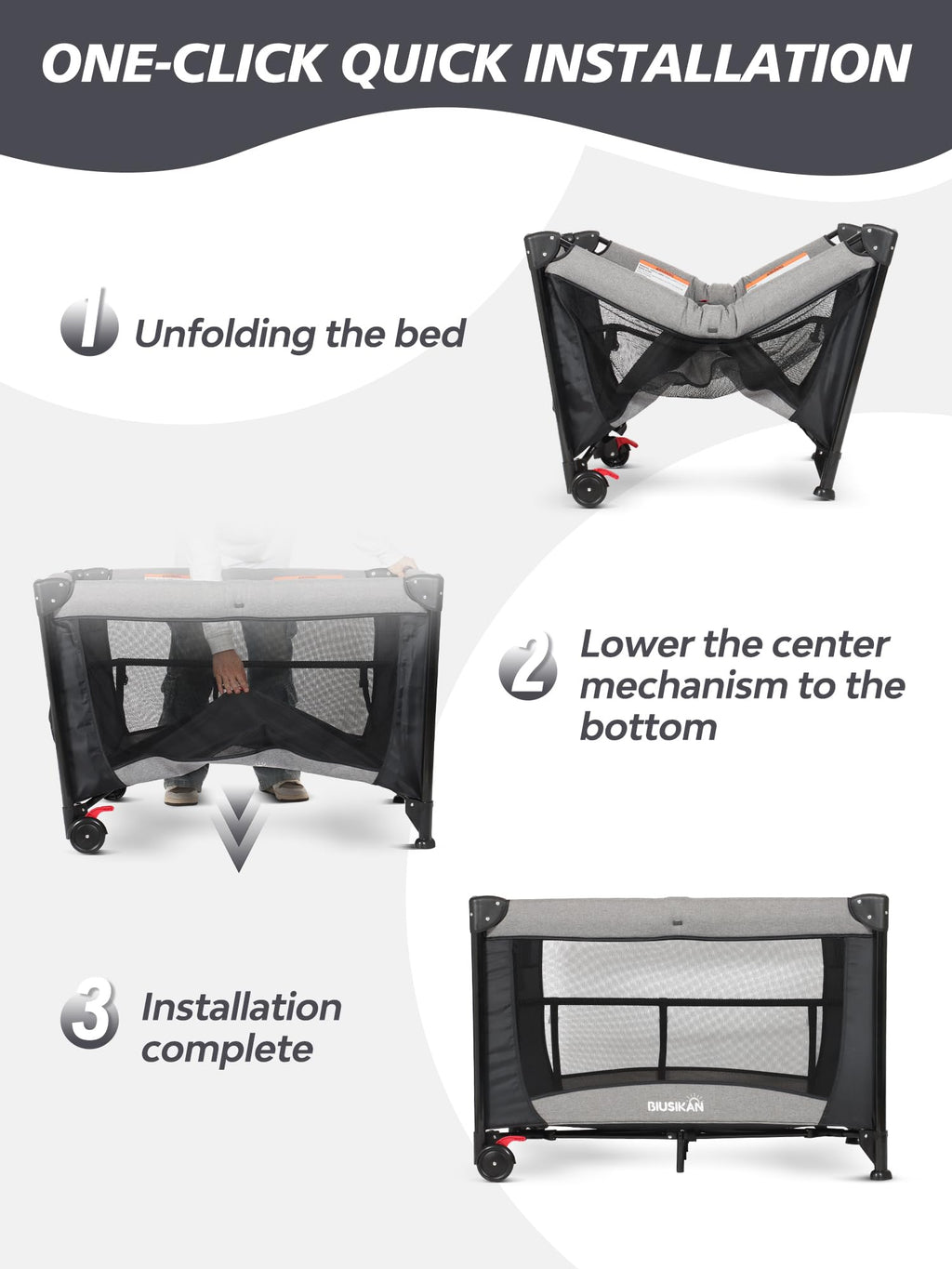 Baby Bassinet, Pack and Play with Bassinet, Bedside Sleeper with Diaper Changer K6198