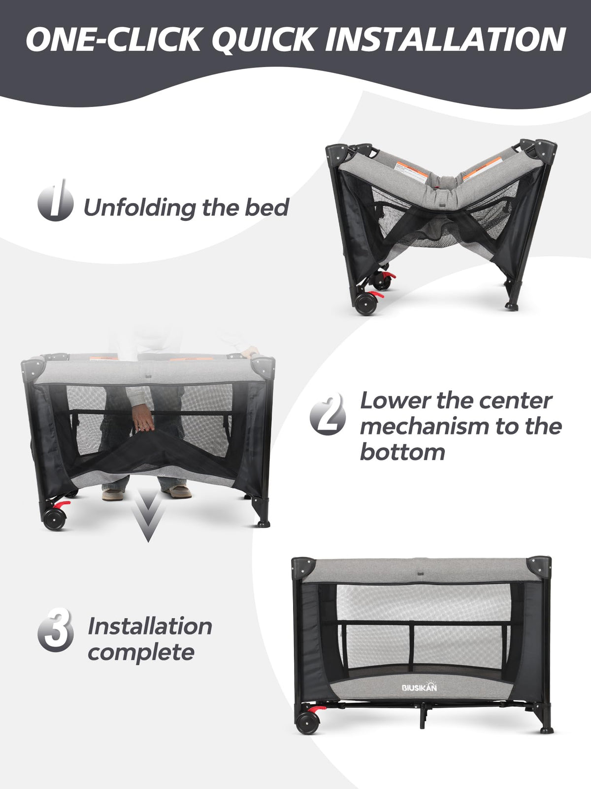 Baby Bassinet, Pack and Play with Bassinet, Bedside Sleeper with Diaper Changer K6198