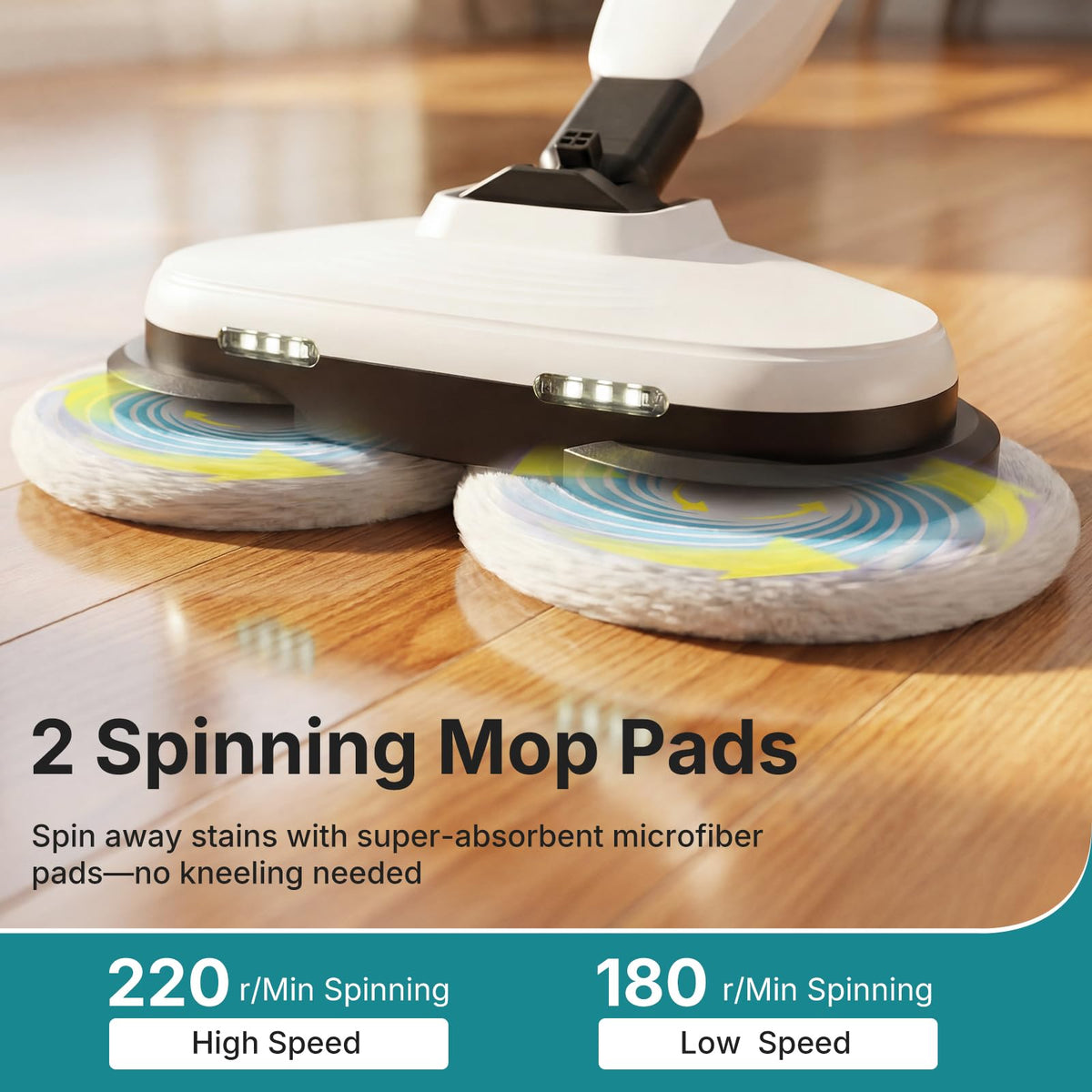Steam Mop with Rotating Pads and 4 Cleaning Modes O662420