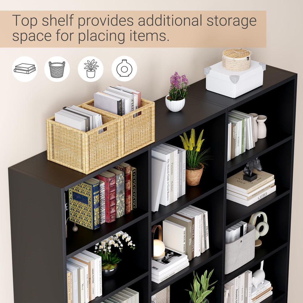 Black 6 Tier 17 Shelf Bookshelf Z9434