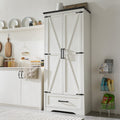 Antique White 72" Tall Wood Kitchen Pantry Cabinet with Adjustable Shelves H935858