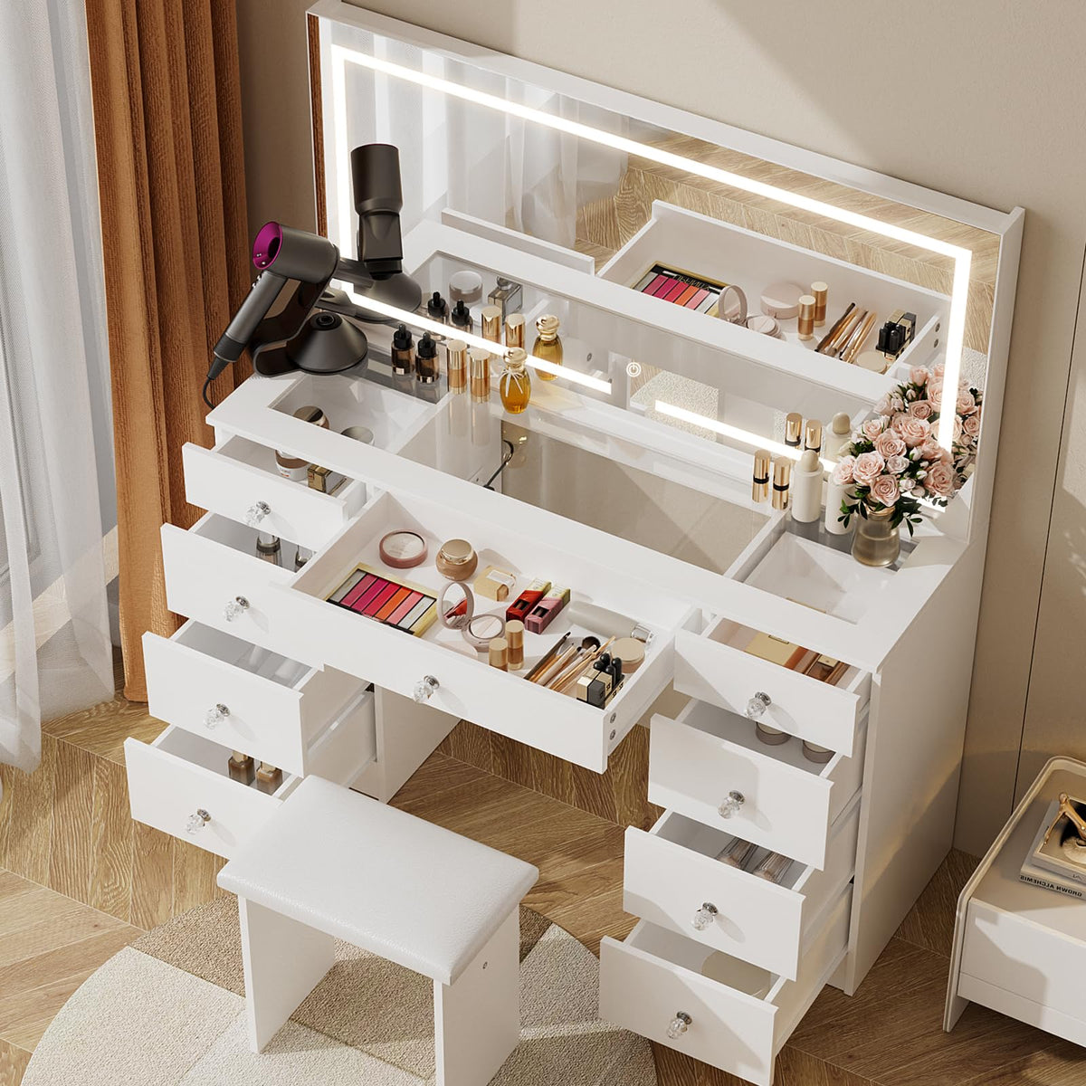 Vanity with Lighted Mirror C40466