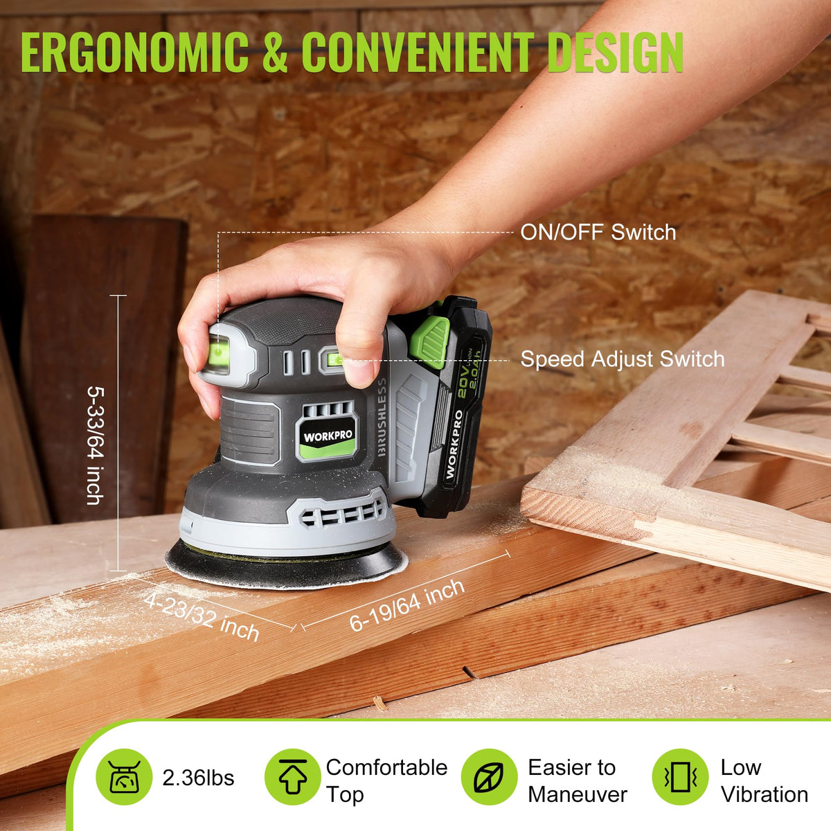 5-Inch Cordless Random Orbital Sander T23579