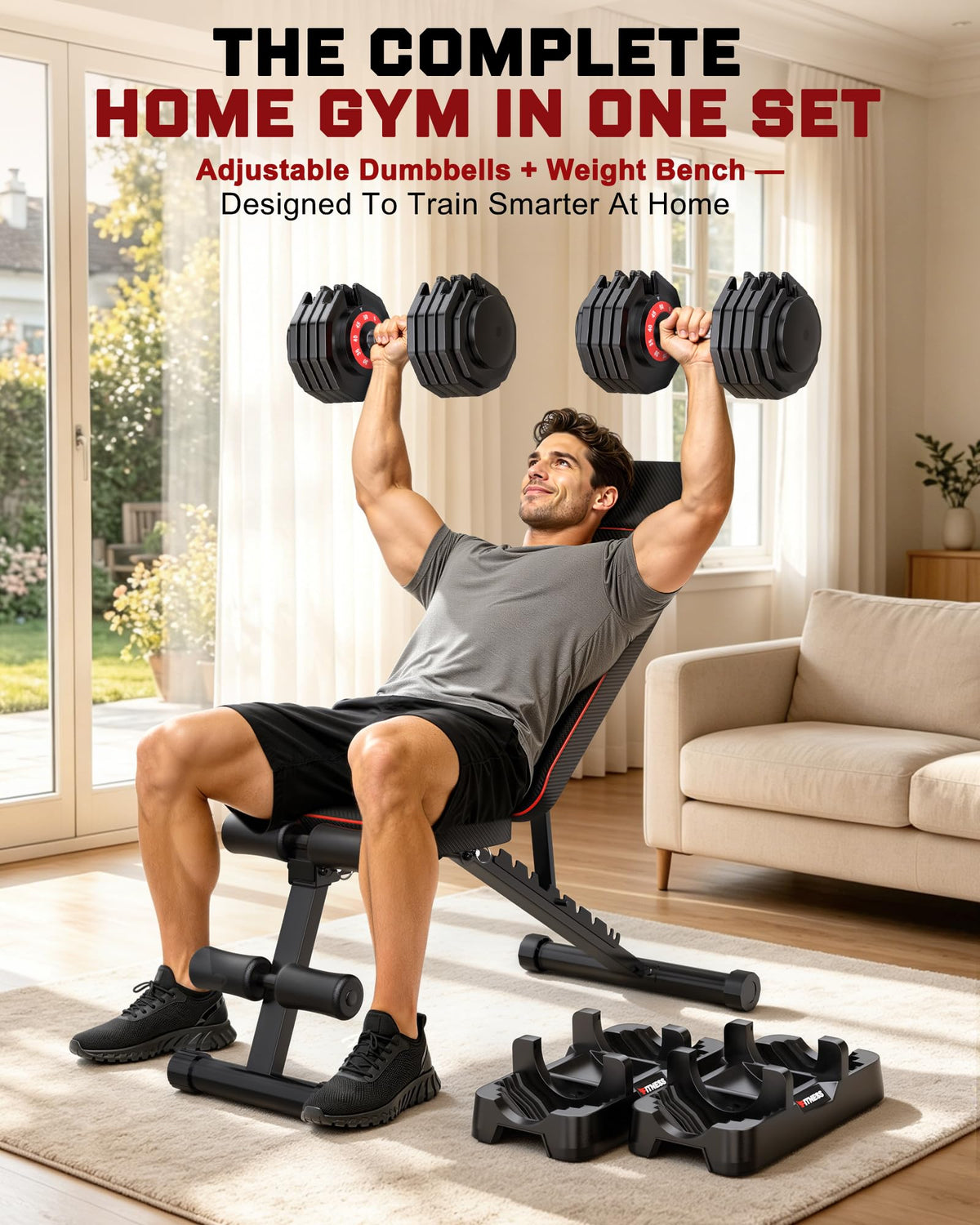 Adjustable Dumbbell Set with Workout Bench G265
