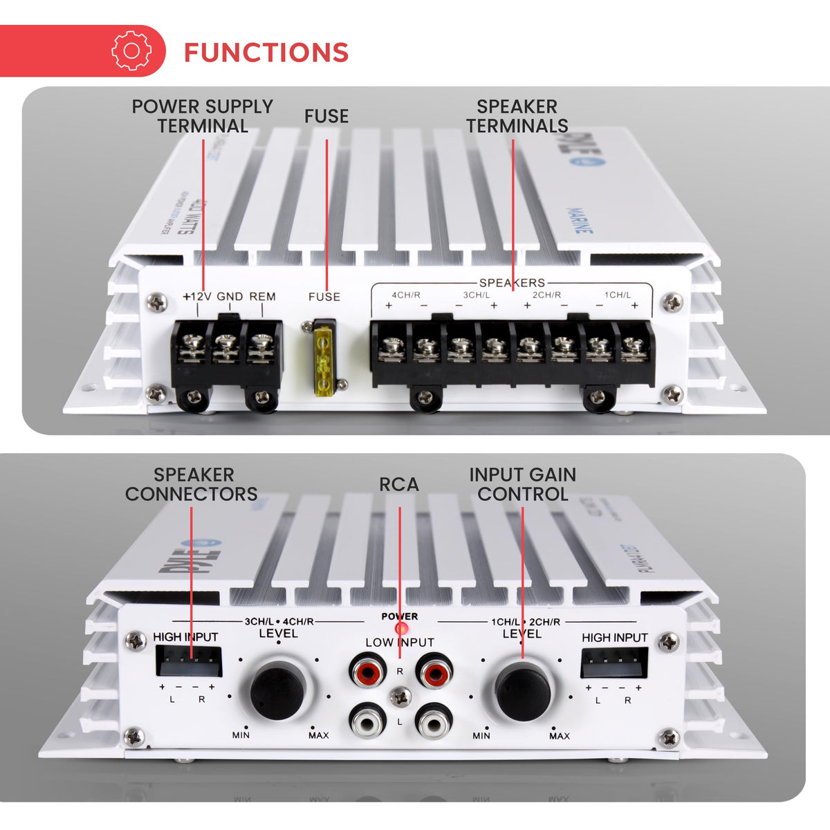 Waterproof 4 Channel 400W Bluetooth Marine Amplifier V895040