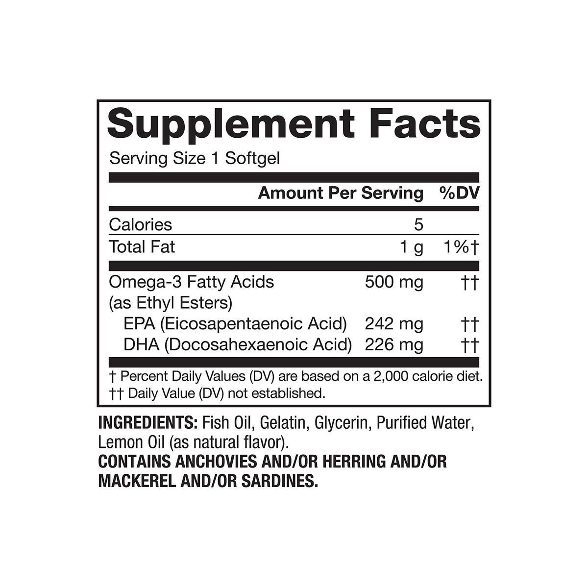 Omega-3 500 mg Fish Oil Lemon 120 Softgels A507