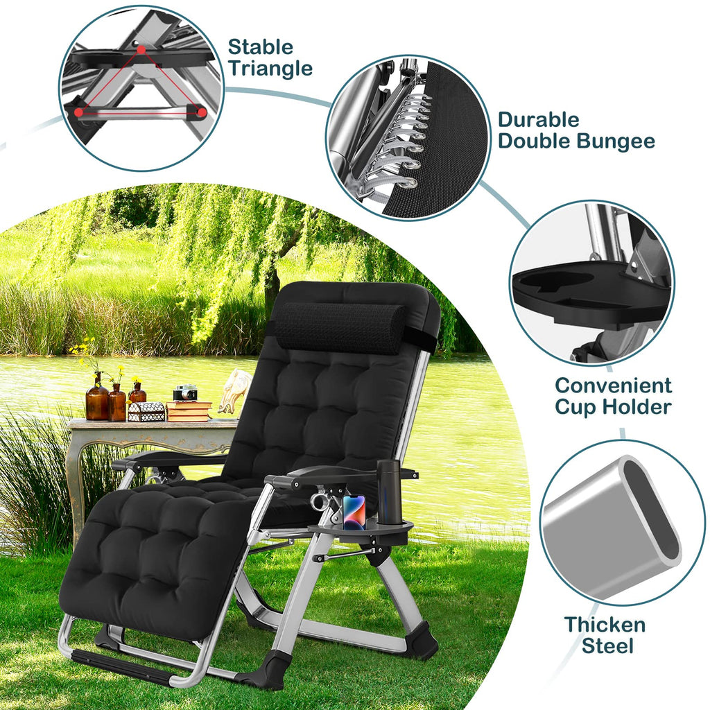 Zero Gravity Folding Outdoor Lounge Chair with Cup Holder A4609
