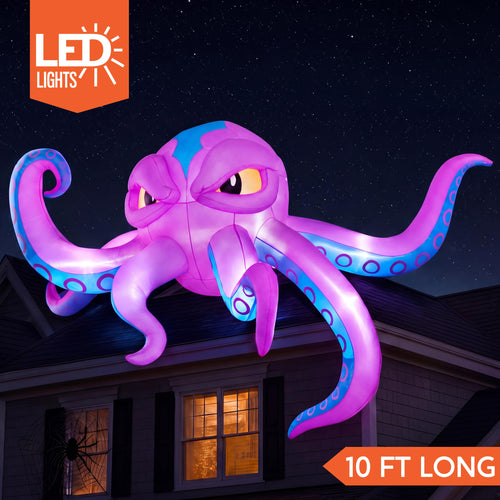 10FT Inflatable Octopus Decoration with Built-in LED Lights X6854