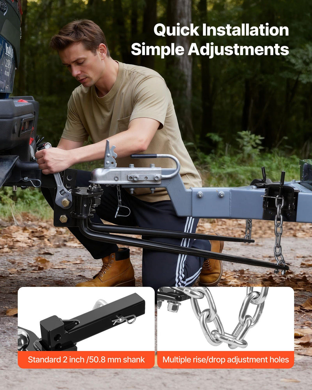 10000 lbs Weight Distribution Hitch with 2 in Shank and 2-5/16 in Ball M8992