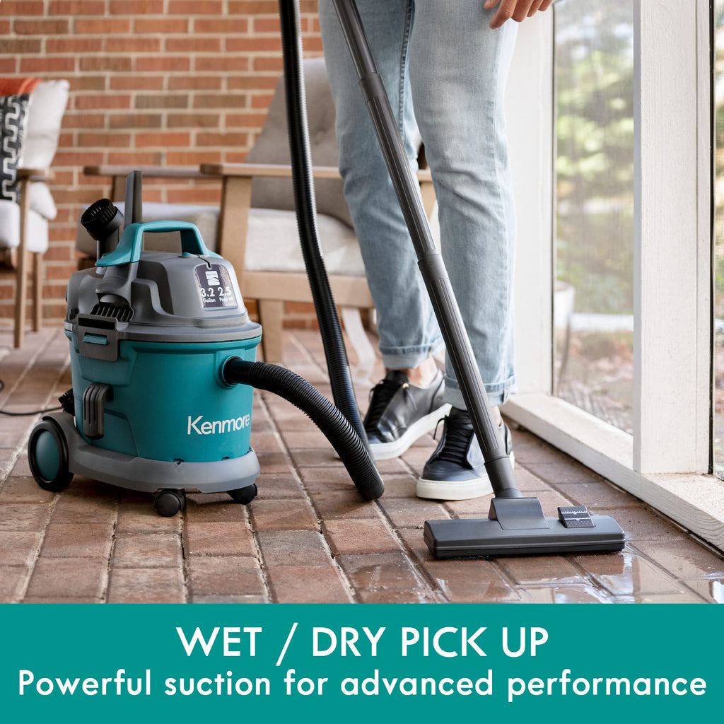 Wet Dry Canister Vacuum Cleaner, 3.2 Gallon, Green W246