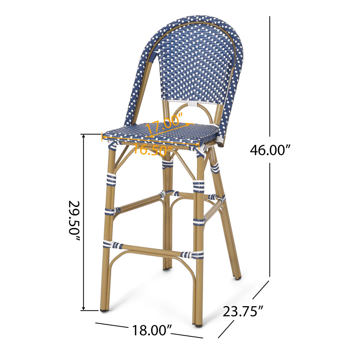 Set of 2 Teal Blue White Bar Stool with Aluminum M6817