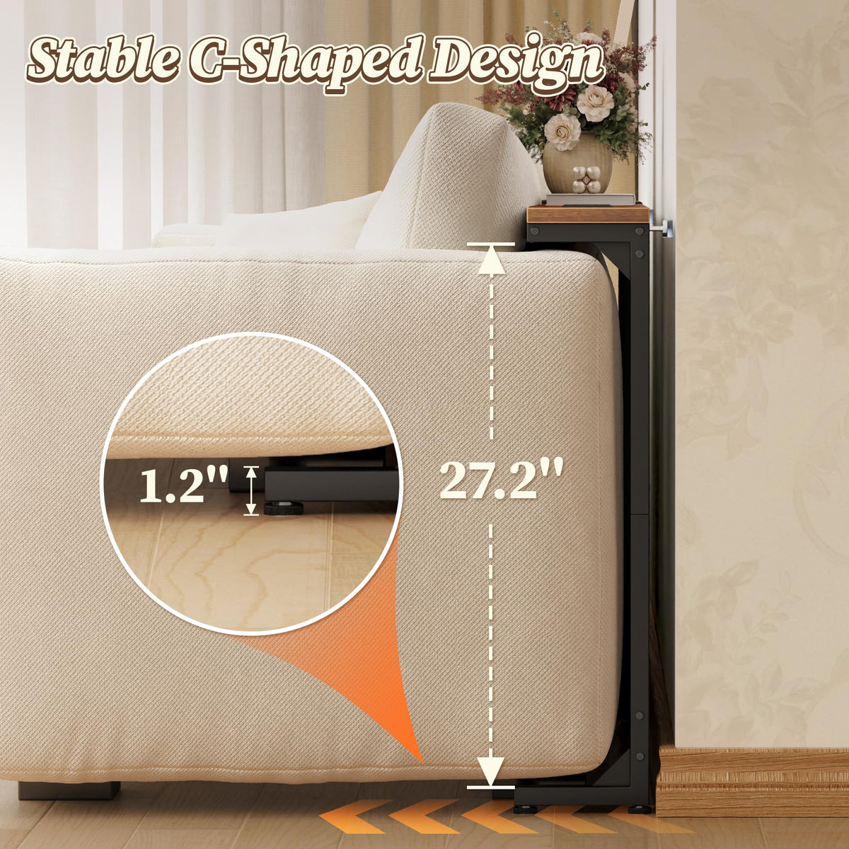 Extendable Behind Couch Table with Outlets Z16565