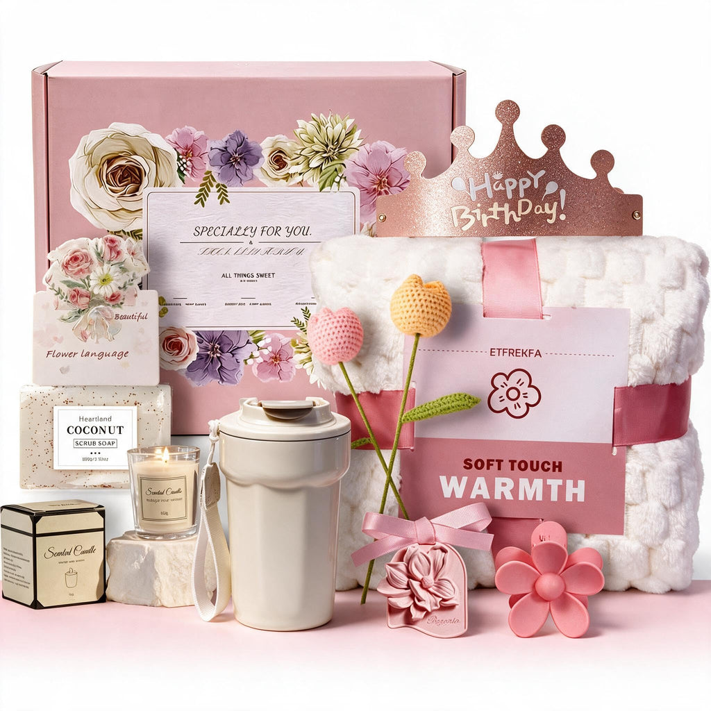 10 Pc Birthday Gift Basket Set with Blanket M589193