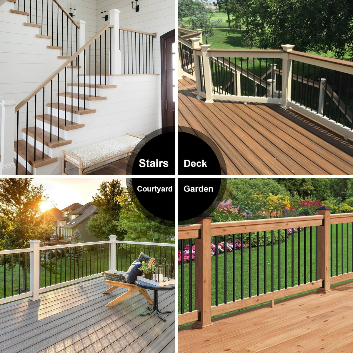 100 Pack 26" Round Black Aluminum Deck Balusters F159003