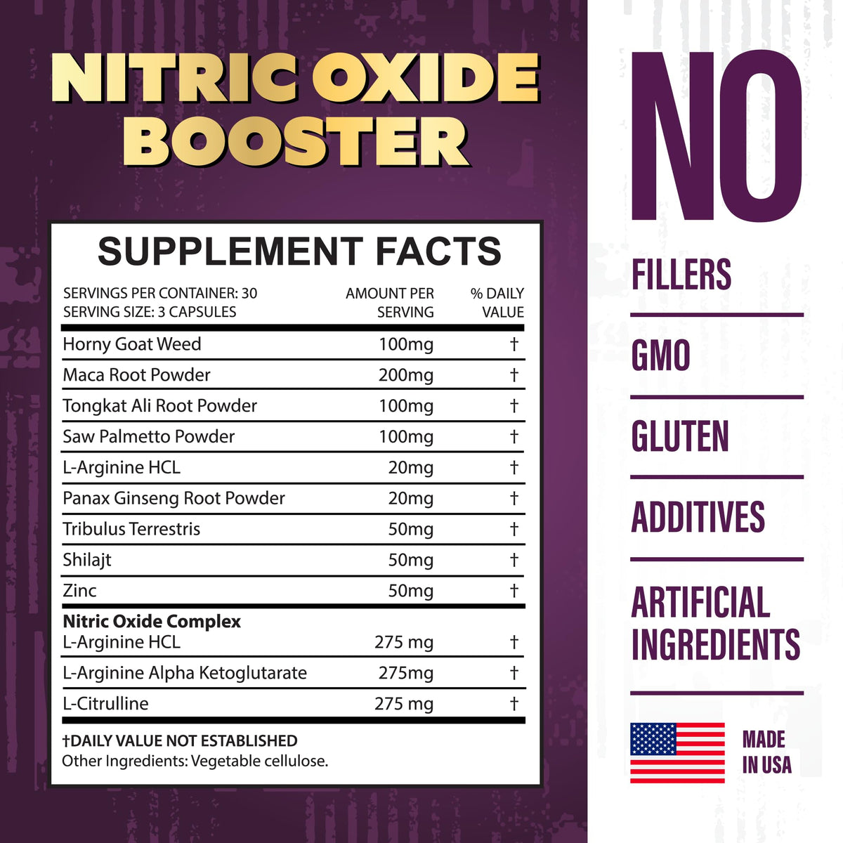 L-Arginine L-Citrulline Nitric Oxide Supplement 90 Capsules G41408