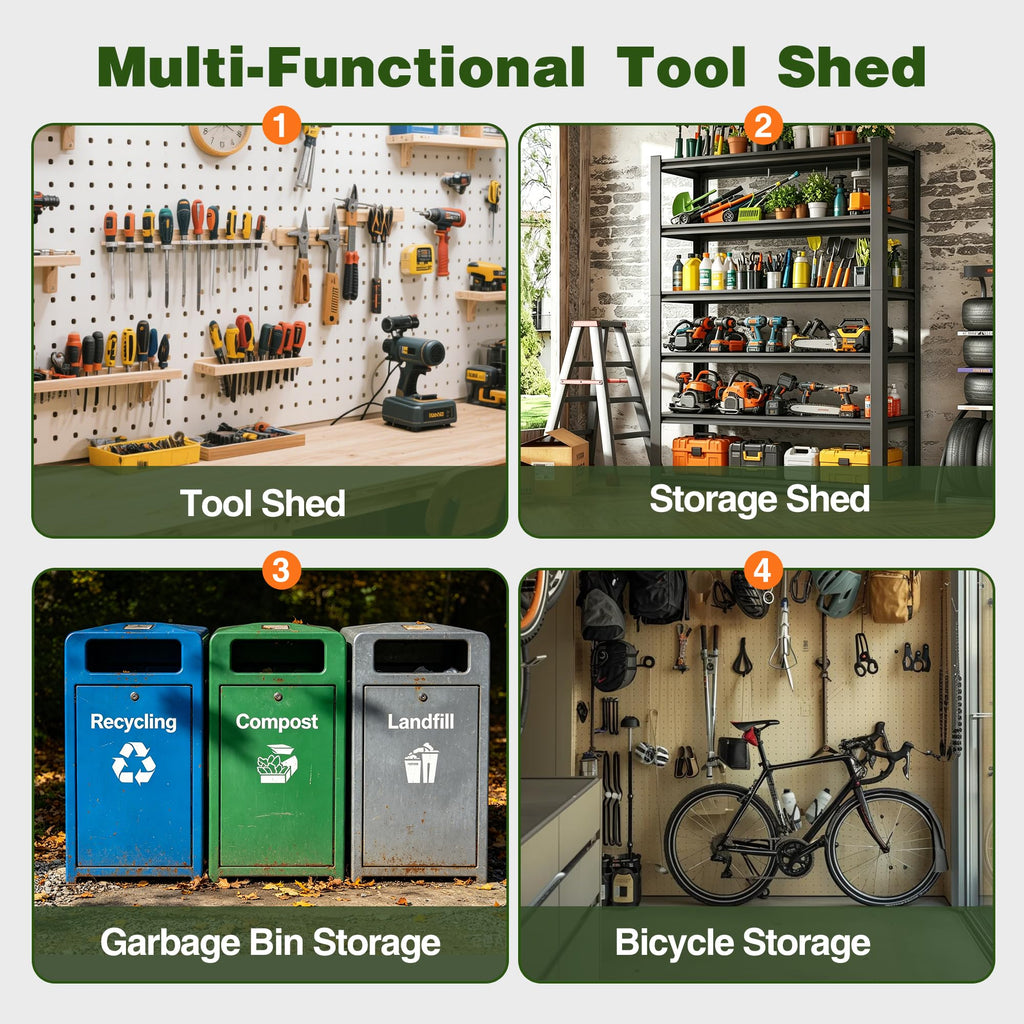 6 x 4 FT Waterproof Metal Outdoor Storage Shed V1695