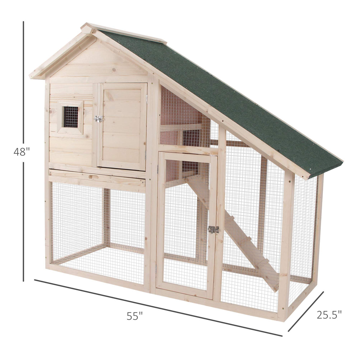55" 2-Tier Wooden Rabbit Hutch with Ramp G47108