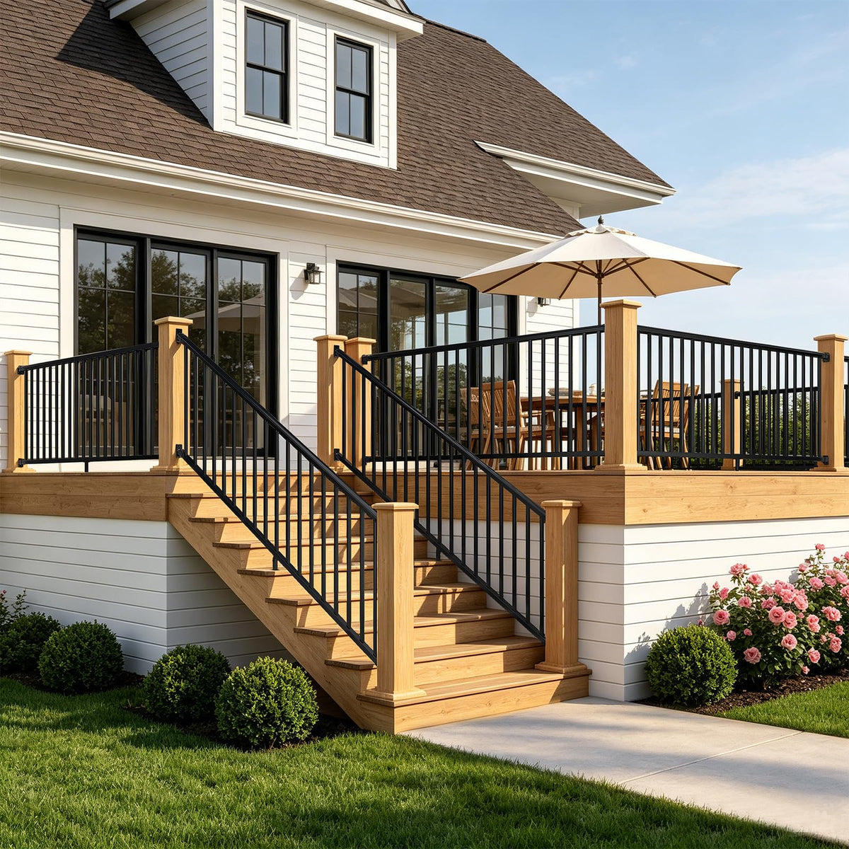 36 in. x 8 ft. Matte Black Aluminum Stair Railing Kit Y889912
