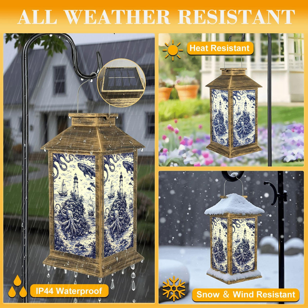 Blue Waterproof Solar Lantern W2759