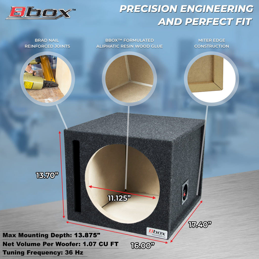 Single Vented 12 Inch Subwoofer Box with Nickel Finish Terminals B6980