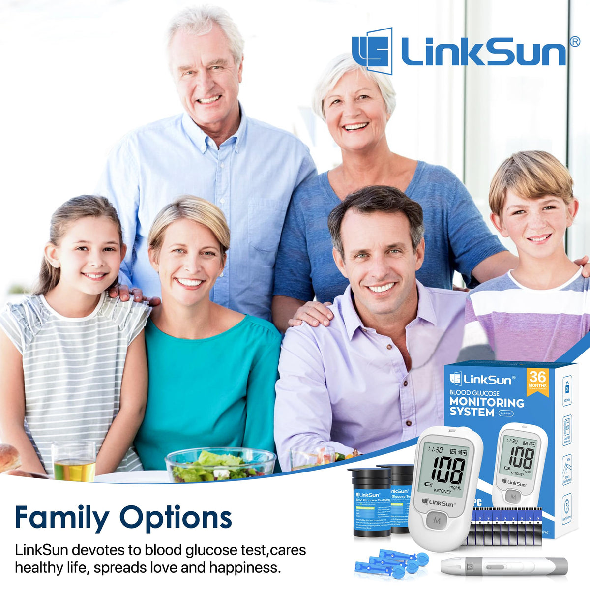 Glucose Monitor Kit, 100 Strips & Lancets Z609355