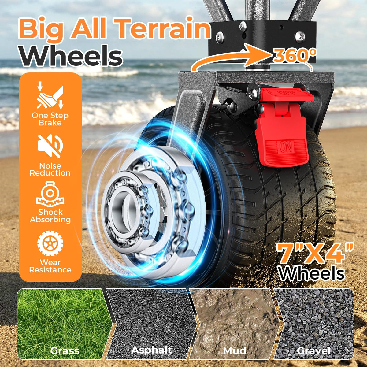 70”L Collapsible Wagon Cart with Big Wheels, Black D9413