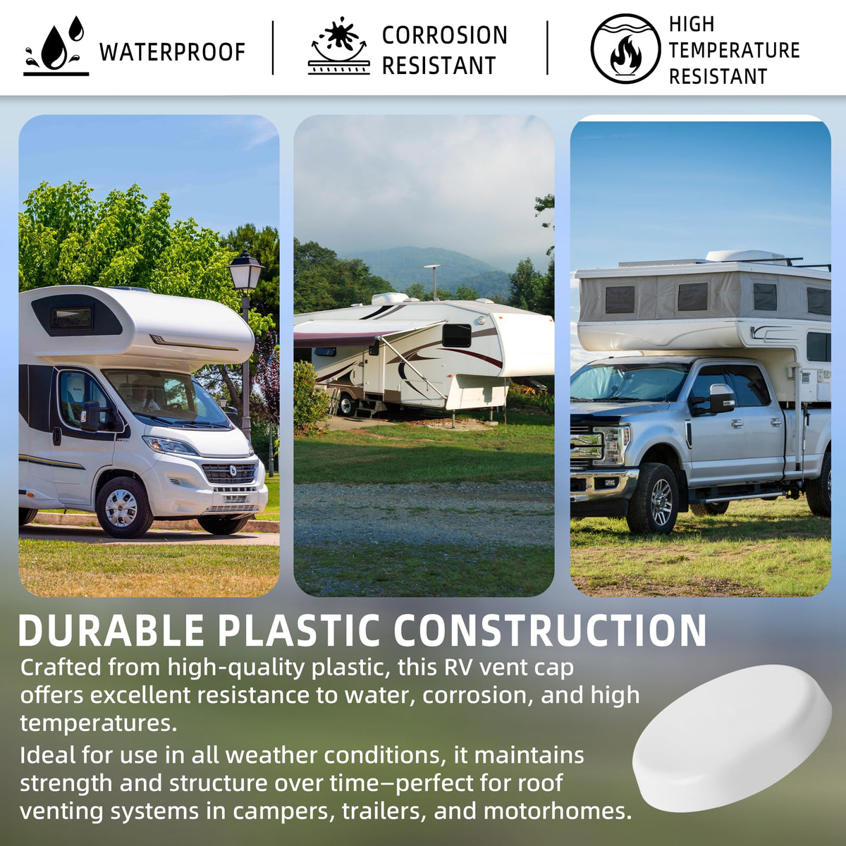 Mushroom Style RV Plumbing Vent Cap U2458